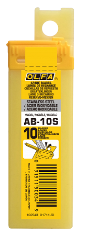 Olfa AB-10 reservemessen 10 stuks, RVS 45° graden